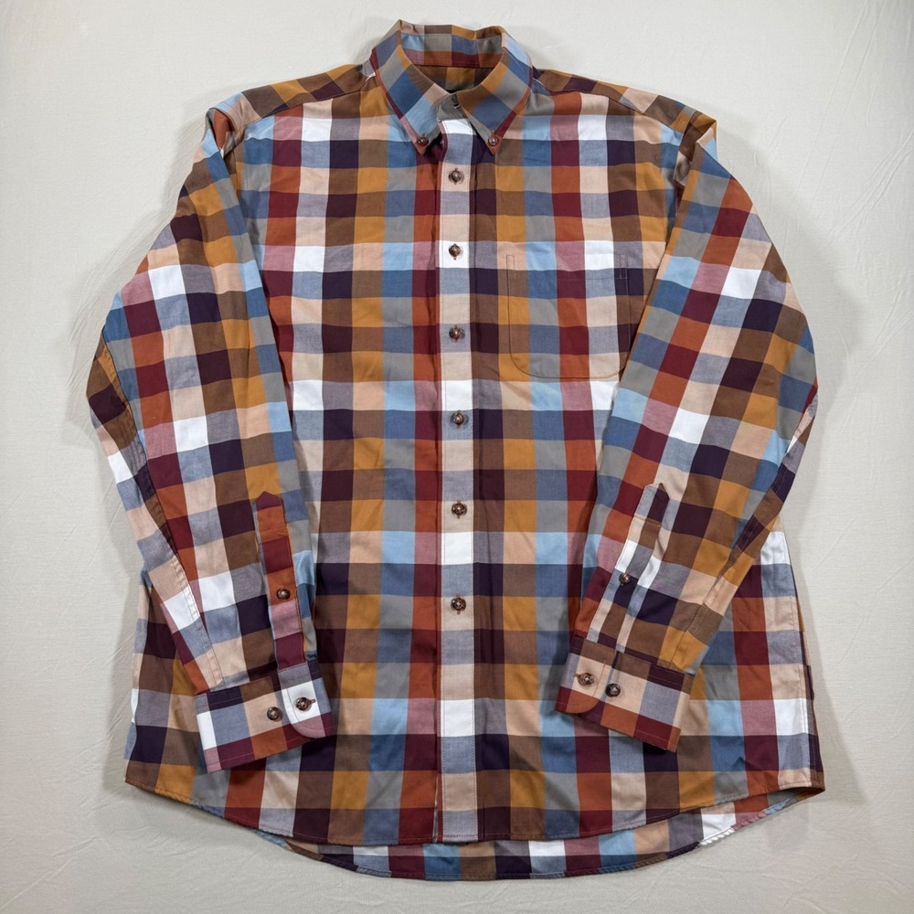 Jos. A. Bank Travelers Collection Tailored Fit Plaid‎ Button Down Shirt Mens L